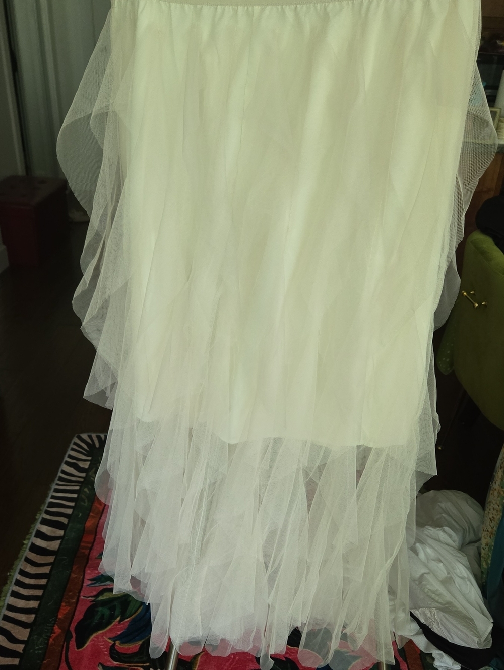White Layered Tulle Skirt Dress